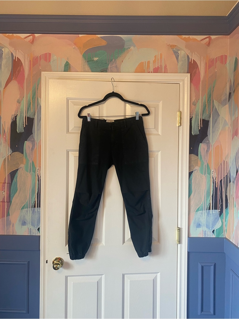 Nili Lotan Shon Pant Carbon Washed Black Cotton Zip Cuff Sz 2